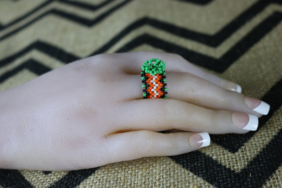 Art# K430  1 inch. Original Kayapo Traditional Peyote stitch Beaded Ring from Brazil