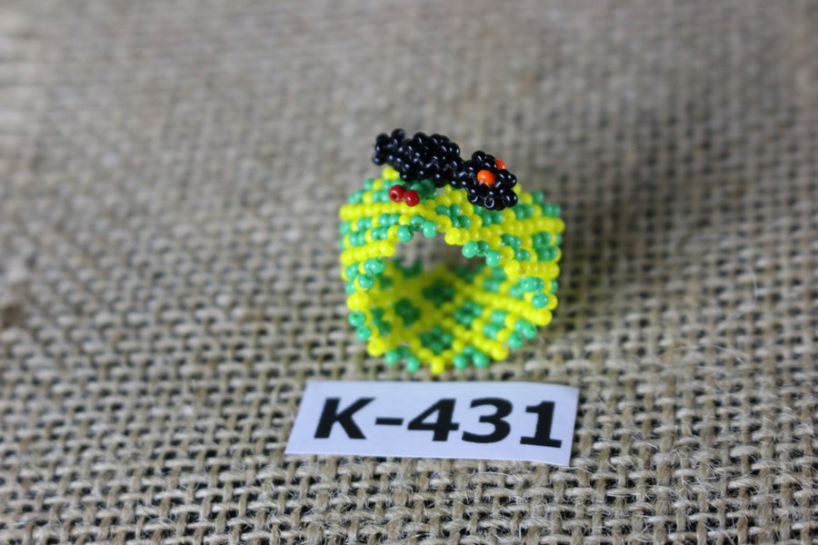 Art# K431  1 inch. Original Kayapo Traditional Peyote stitch Beaded Ring from Brazil