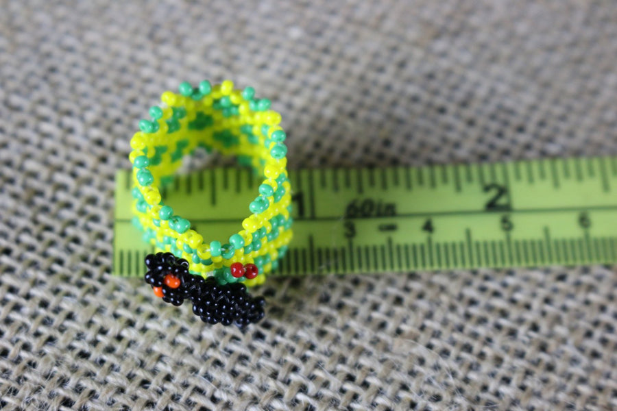 Art# K431  1 inch. Original Kayapo Traditional Peyote stitch Beaded Ring from Brazil