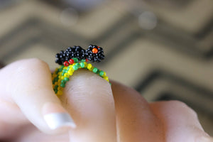 Art# K431  1 inch. Original Kayapo Traditional Peyote stitch Beaded Ring from Brazil